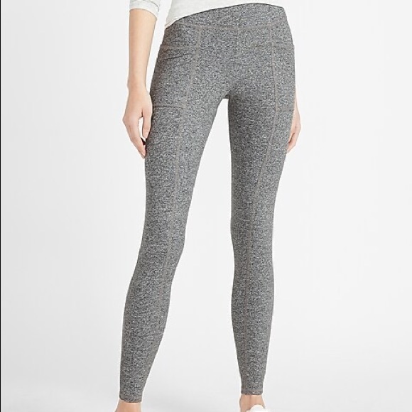 Express High Waisted Heathered Patch Pocket Leggings - Picture 1 of 7